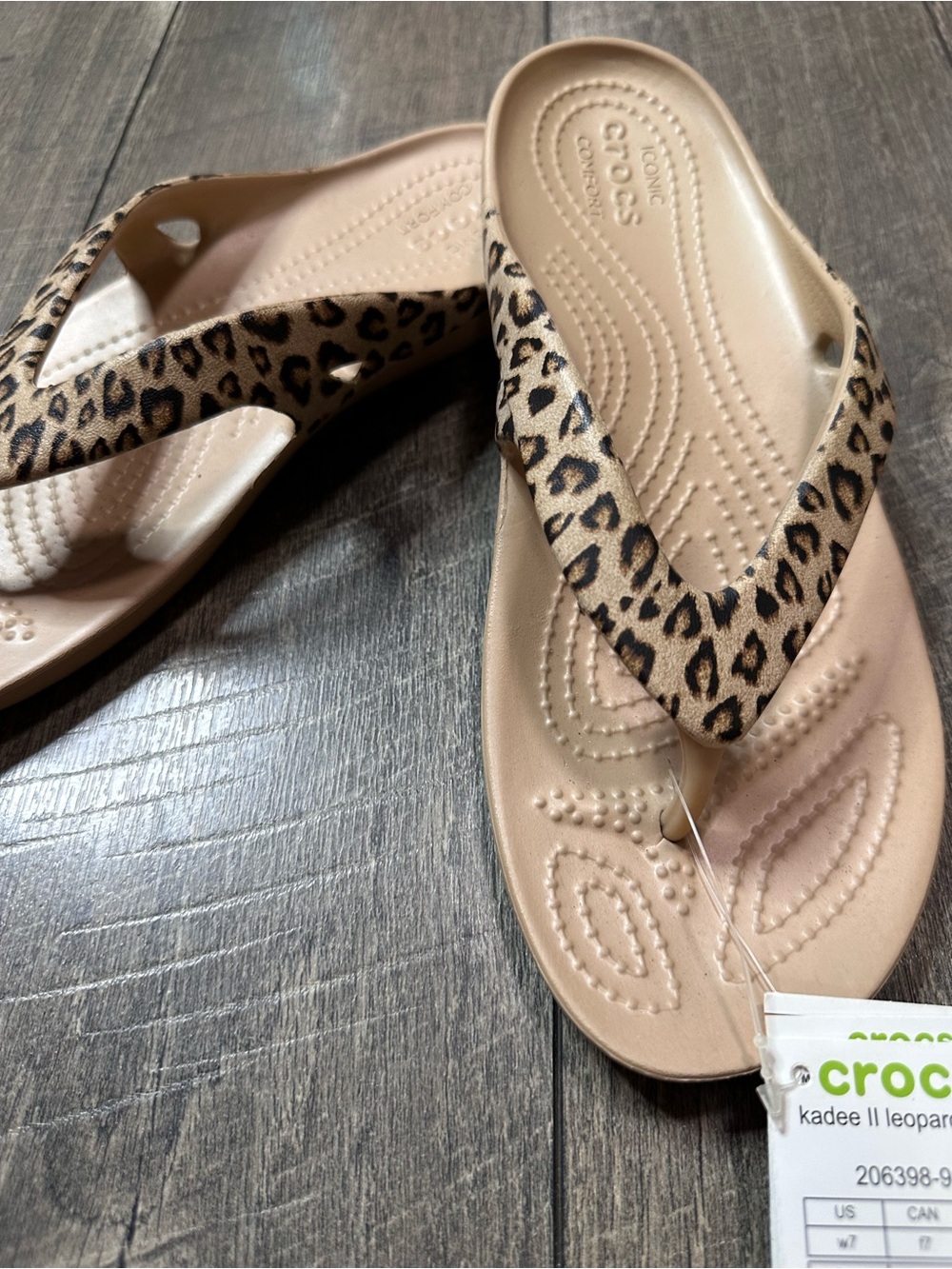 Crocs Kadee Leopard Thong Sandals - Picture 2 of 5